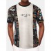 Mens Ethnic Tribal Pattern Letter Embroidered Knit Short Sleeve T  Shirts