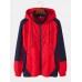 Mens Patchwork Contrast Color Zipper Casual Sports Hooded Jacket