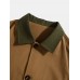 Men Color Block Double Pockets Button up Lapel Shirt Casual Jackets