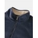 Mens Warm Velvet Stand Collar Sherpa Lined Long Sleeve Coats With Pocket