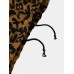 Men Leopard Fleece Patch Pocket Stand Collar Drawstring Hem Jackets